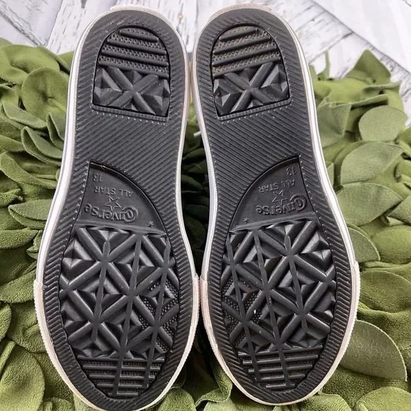 Converse Silver Bedazzled Girl’s Converse High Tops Leather Shoes Size Youth 13 - Picture 7 of 8